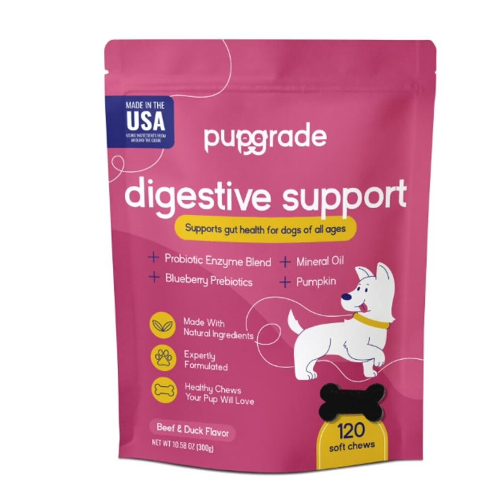 PupGrade Digestive Health Soft Chews for Dogs Probiotics & Enzymes 120 Count Bag